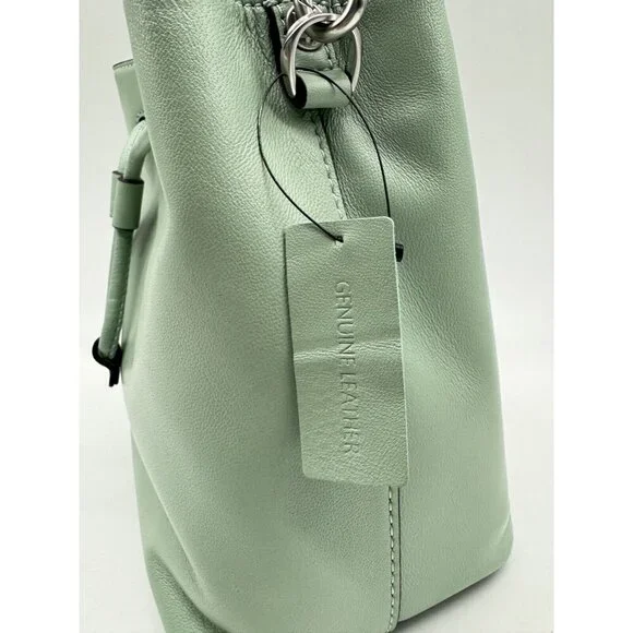 Donna Karan NY Lawrence smooth leather bucket crossbody bag -Jade/Sage USED - Picture 9 of 16